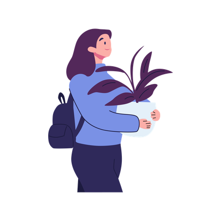 Woman purchasing plant  Illustration