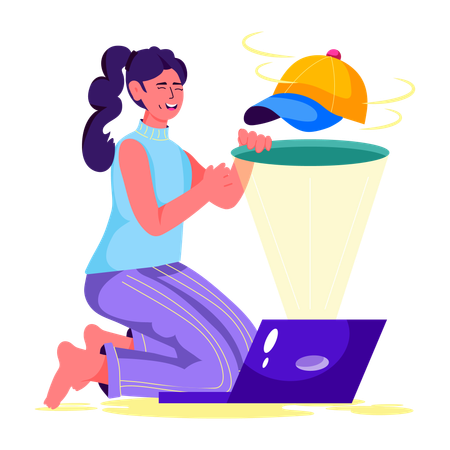 Woman purchasing product online  Illustration