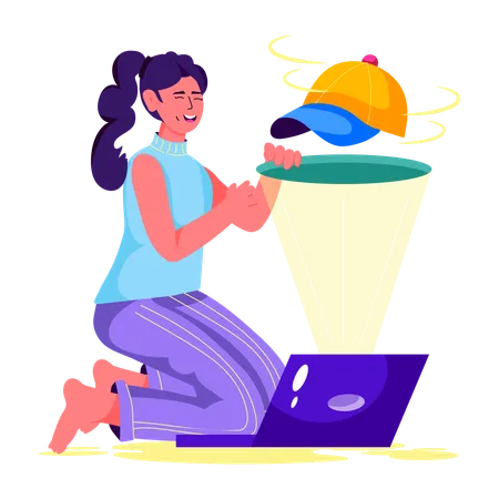 Woman purchasing product online  Illustration