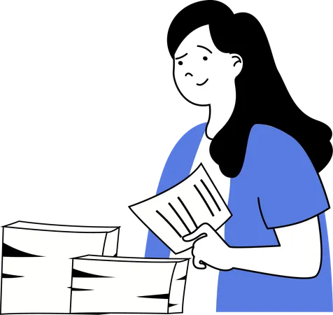 Woman putting report on desk  Illustration