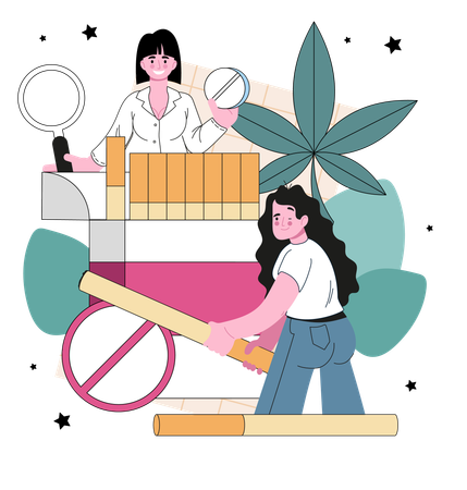 Woman quits smoking  Illustration