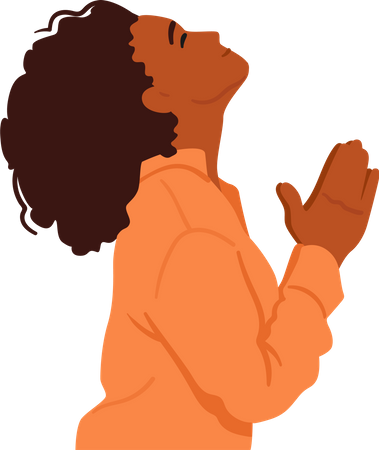 Woman Raises Up Her Head to Heaven In Quiet Reverence  Illustration