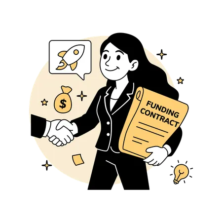 Woman Raising Funding from Investors  Illustration