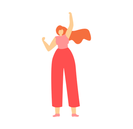 Woman raising hand  Illustration
