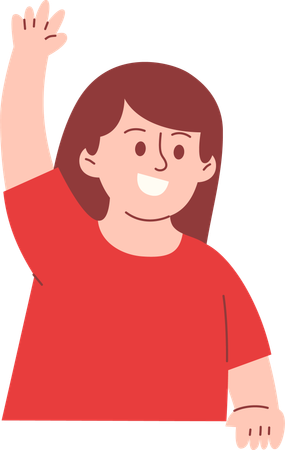 Woman raising hand  Illustration