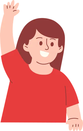 Woman raising hand  Illustration