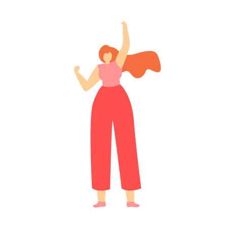 Woman raising hand  Illustration