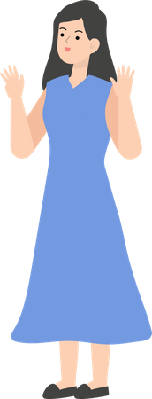 Woman Raising Hands Illustration