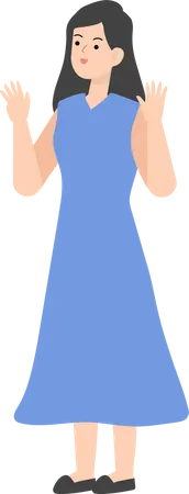 Woman Raising Hands Illustration