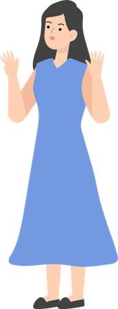 Woman Raising Hands  Illustration