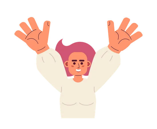 Woman raising hands  Illustration