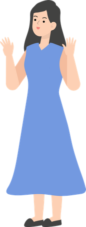 Woman Raising Hands  Illustration