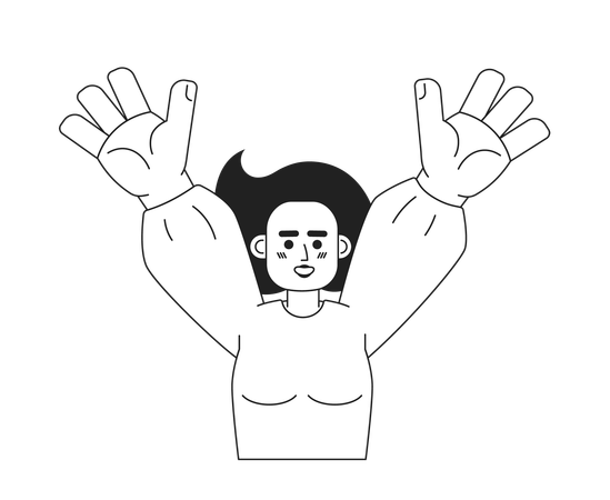Woman raising hands  イラスト