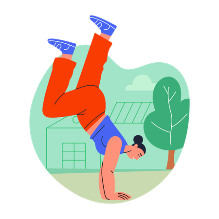 Woman Rapper Doing Hand stand pose  Illustration