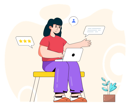 Woman rating online content  Illustration