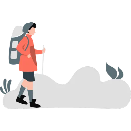 Woman reached at top of mountain  Illustration