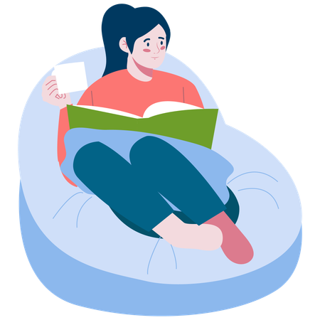 Woman Reading a Book  Illustration