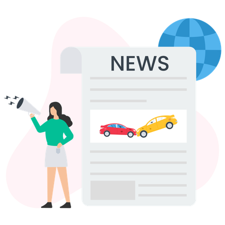 Woman reading accident news  Illustration