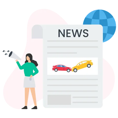 Woman reading accident news  Illustration