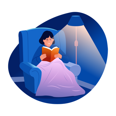 Woman reading at home  Illustration