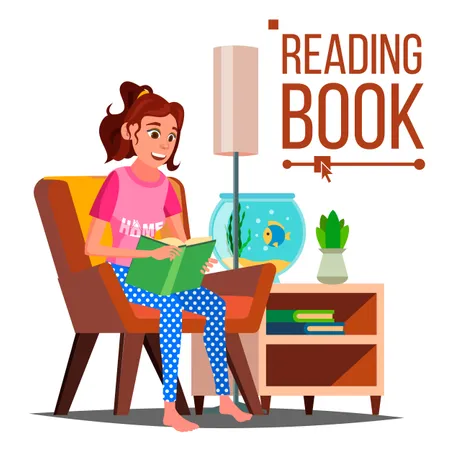 Woman Reading Book Illustration
