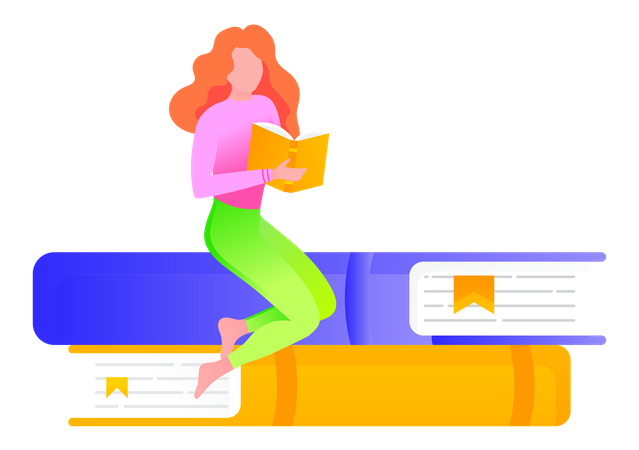 Woman Reading Book Illustration