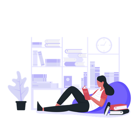 Woman reading book  Illustration