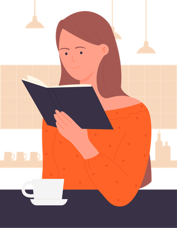 Woman reading book  Illustration