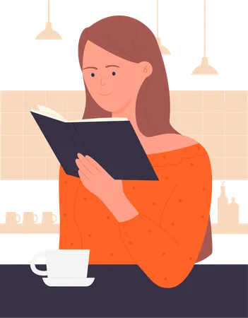 Woman reading book  Illustration