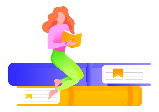 Woman Reading Book  Illustration