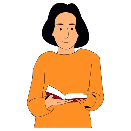 Woman Reading Book  Illustration