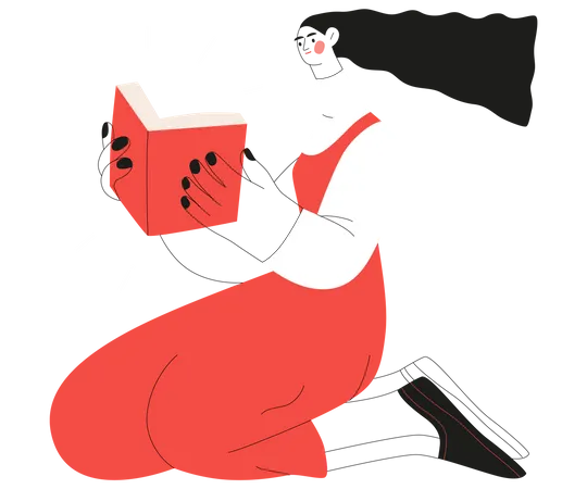 Woman reading book  Illustration