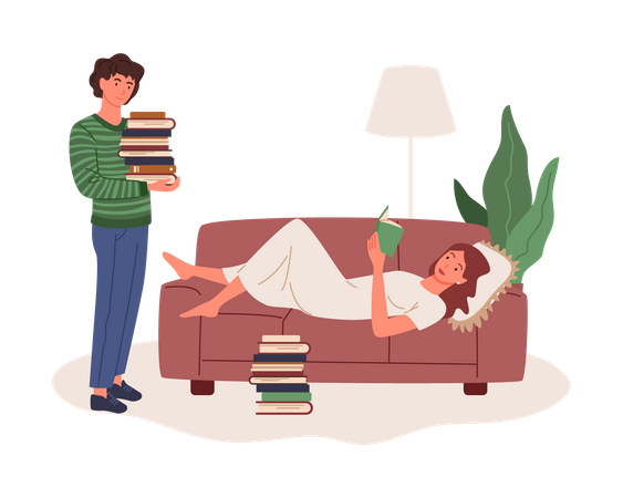 Woman reading book  Illustration