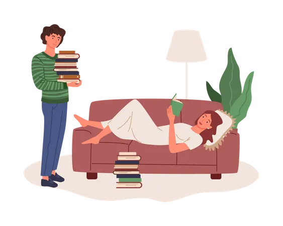 Woman reading book  Illustration