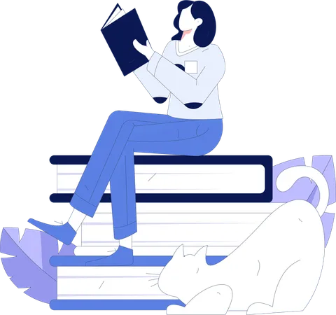 Woman Reading Book  Illustration