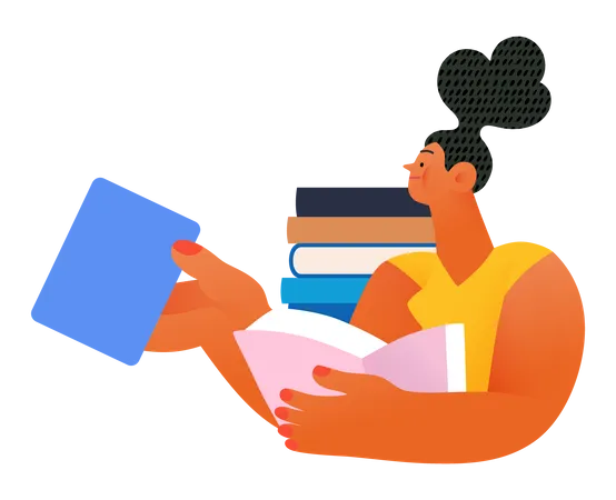 Woman reading book  Illustration