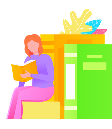 Woman Reading Book  Illustration