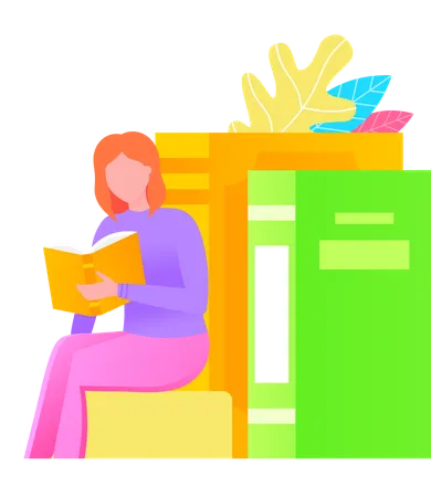 Woman Reading Book  Illustration