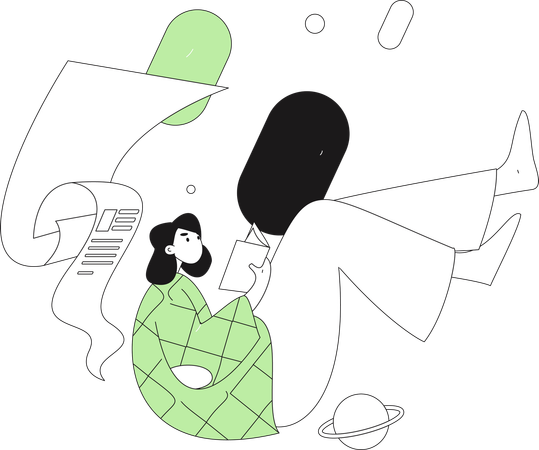 Woman reading book  Illustration