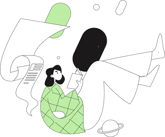 Woman reading book  Illustration