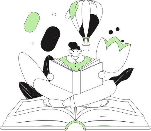 Woman reading book  Illustration