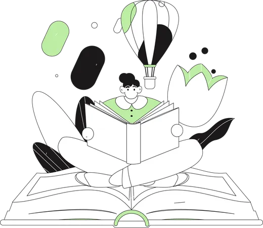 Woman reading book  Illustration