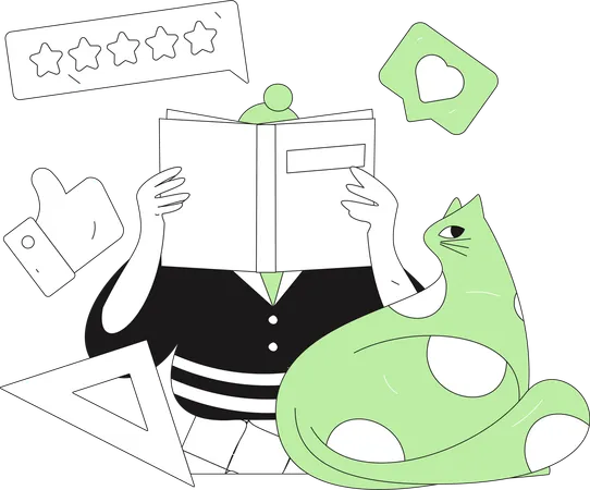 Woman reading book  Illustration