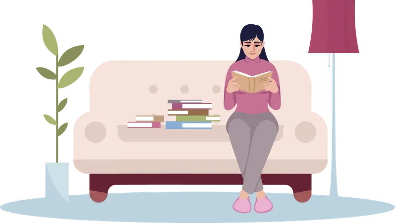 Woman reading book  Illustration