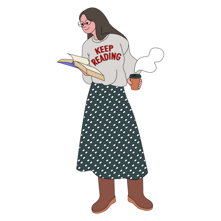 Woman reading book  Illustration