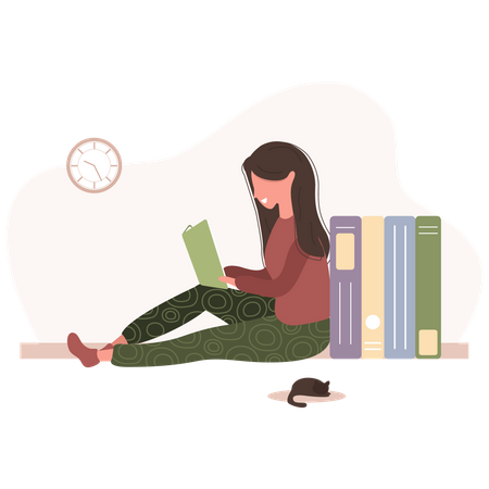 Woman reading book  Illustration