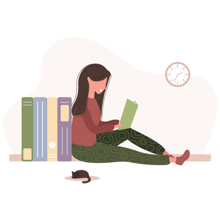 Woman reading book  Illustration