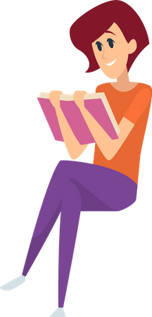 Woman reading book  Illustration