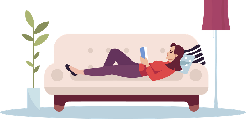 Woman reading book  Illustration