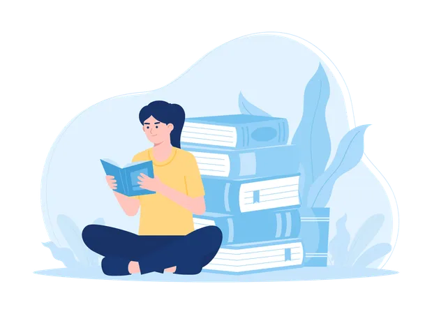 Woman reading book  Illustration